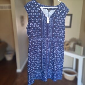 NWT Talbots Navy Blue Sleeveless Women's Stretchy Jersey Dress Sz 14